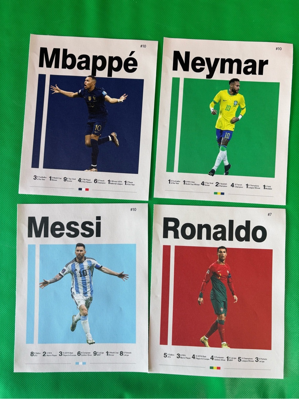 3/$30 | 4x Soccer Canvas Poster Prints - Mbappé, Neymar, Messi, Ronaldo - 8x10
